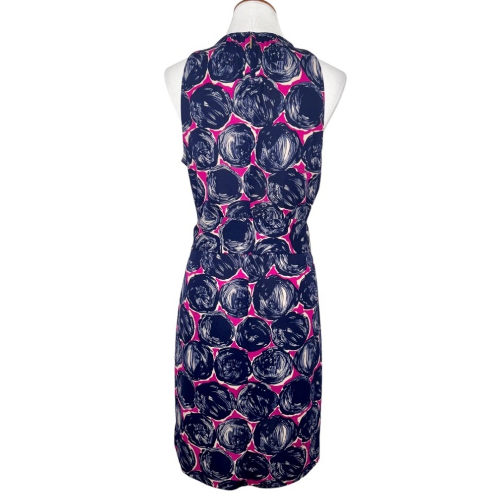SOLD-Tory Burch Floral Print Belted Blue Pink Knee Length Sleeveless Dress - Picture 6 of 10
